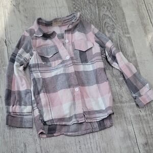 Plaid Kids Shirt in Pink and Gray